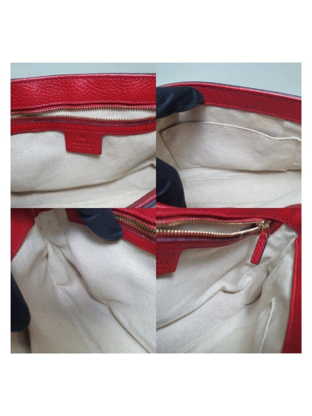 Authentic Gucci Soho Leather Chain Flap Crossbody Red | GG Logo Shoulder Bag - Picture 10 of 12